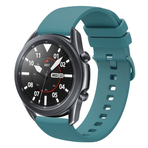 

For Samsung Galaxy Watch3 45mm 22mm Solid Color Soft Silicone Watch Band(Pine Green)