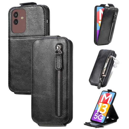 

For Samsung Galaxy M13 5G Zipper Wallet Vertical Flip Leather Phone Case(Black)