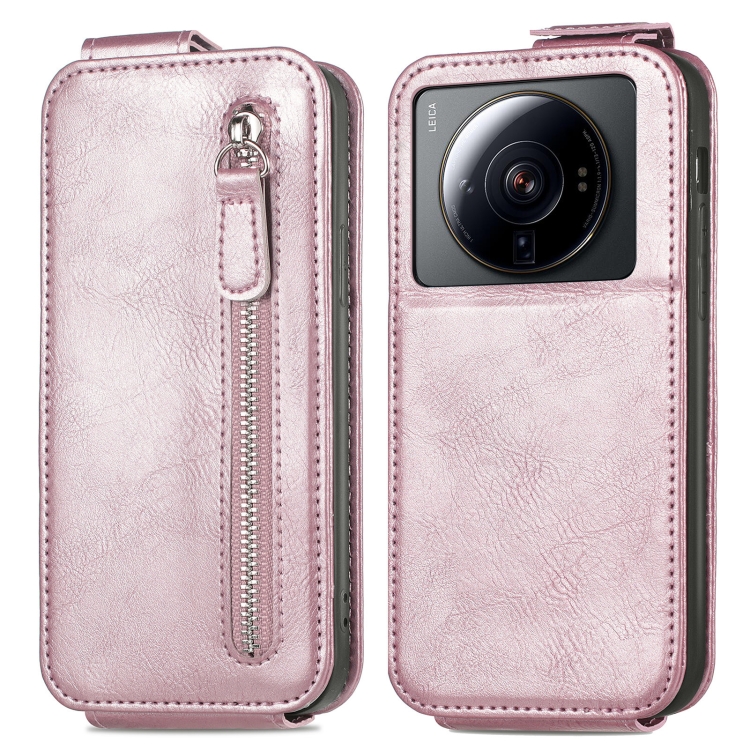 

For Xiaomi 12S Ultra Zipper Wallet Vertical Flip Leather Phone Case(Pink)