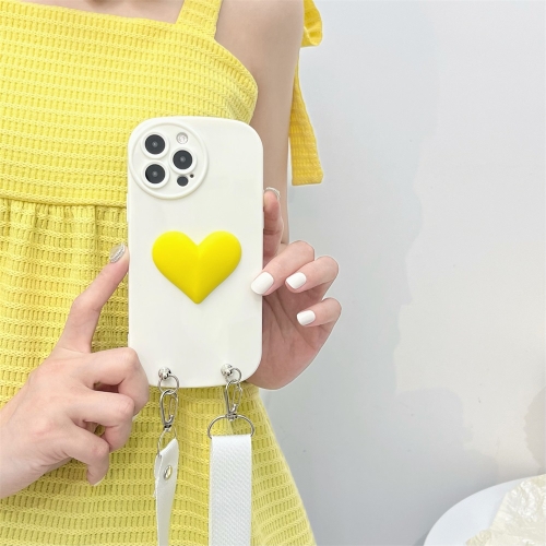 

JUNSUNMYAY Love Crossbody TPU Phone Case for iPhone 14 Pro(White)