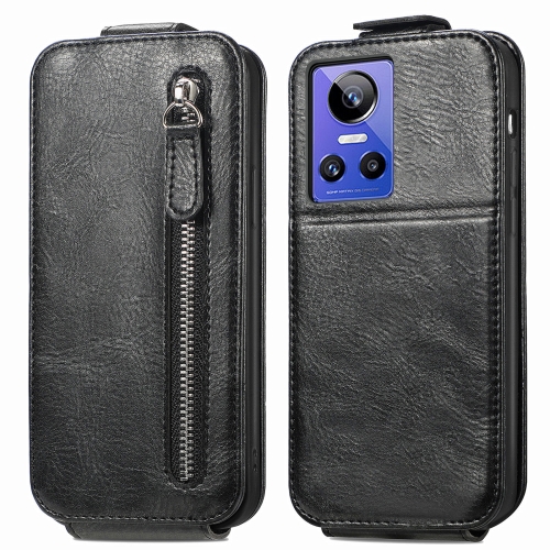 

For Realme GT Neo 3 Zipper Wallet Vertical Flip Leather Phone Case(Black)