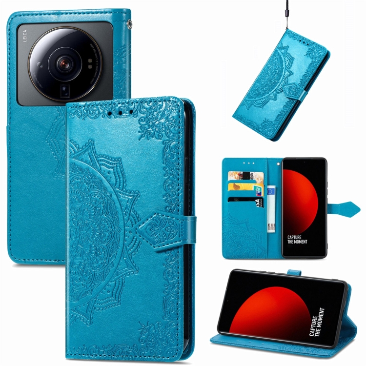 

For Xiaomi 12S Ultra Mandala Flower Embossed Leather Phone Case(Blue)