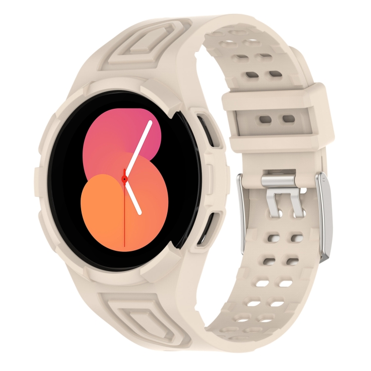 

For Samsung Galaxy Watch5 40mm Armor Integrated TPU Double-Pin Buckle Smart Watch Band(Beige)