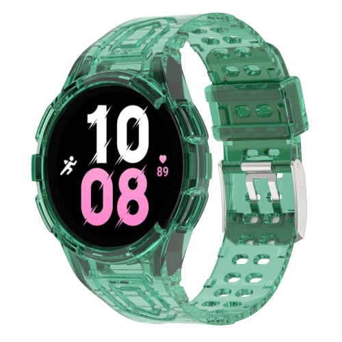 

For Samsung Galaxy Watch5 44mm Armor Integrated TPU Double-Pin Buckle Smart Watch Band(Transparent Green)