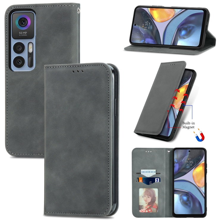 

For TCL 30 5G / 30+ 5G Retro Skin Feel Magnetic Leather Phone Case(Gray)