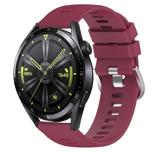 

For Huawei Watch GT3 42mm 20mm Solid Color Soft Silicone Watch Band(Wine Red)