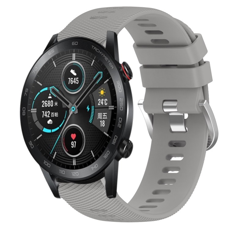 

For Honor MagicWatch2 42mm 20mm Solid Color Soft Silicone Watch Band(Grey)