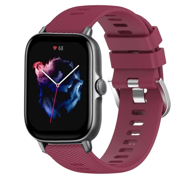 

For Amazfit GTS 3 20mm Solid Color Soft Silicone Watch Band(Burgundy)