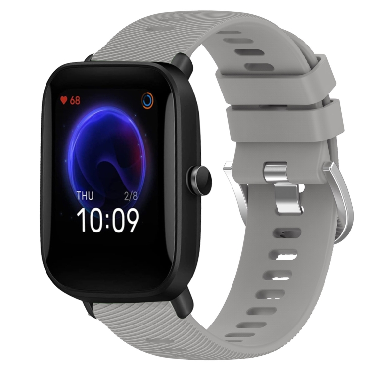 

For Amazfit Pop 20mm Solid Color Soft Silicone Watch Band(Grey)