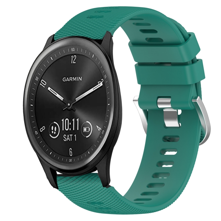 

For Garmin Vivomove Sport 20mm Solid Color Soft Silicone Watch Band(Green)