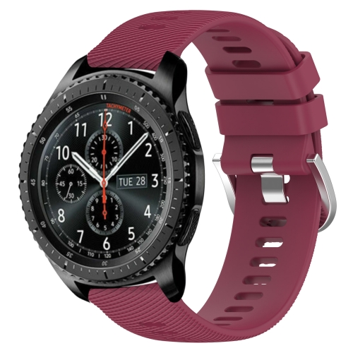 

For Samsung Gear S3 Frontier 22mm Solid Color Soft Silicone Watch Band(Wine Red)