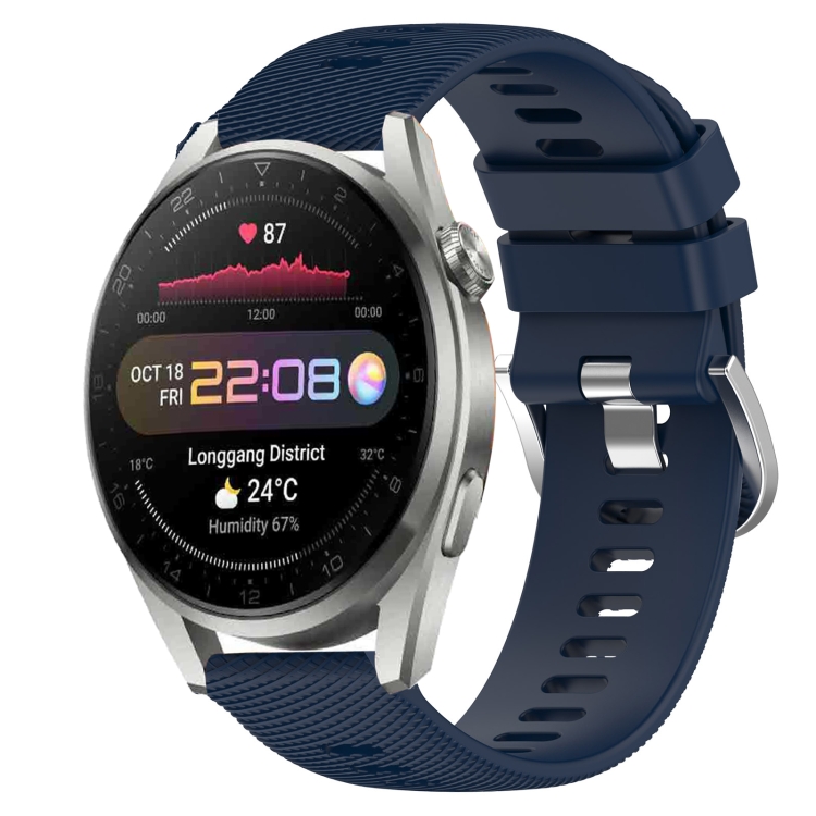 

For Huawei Watch 3 Pro 22mm Solid Color Soft Silicone Watch Band(Midnight Blue)