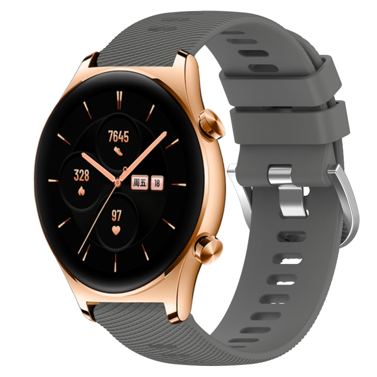 

For Honor Watch GS 3 22mm Solid Color Soft Silicone Watch Band(Dark Grey)