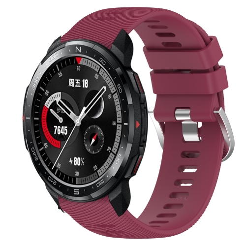 

For Honor Watch GS Pro 22mm Solid Color Soft Silicone Watch Band(Wine Red)