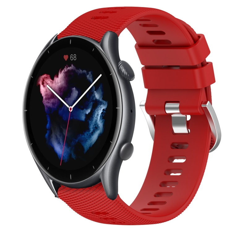 

For Amazfit GTR 3 22mm Solid Color Soft Silicone Watch Band(Red)