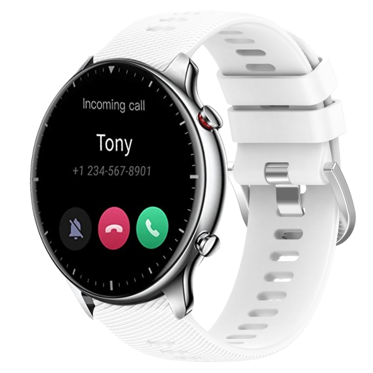 

For Amazfit GTR 2 22mm Solid Color Soft Silicone Watch Band(White)