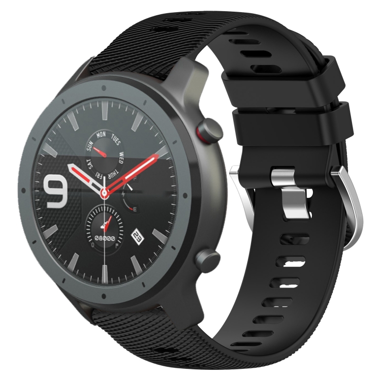 For Amazfit GTR 47mm 22mm Solid Color Soft Silicone Watch Band(Black)