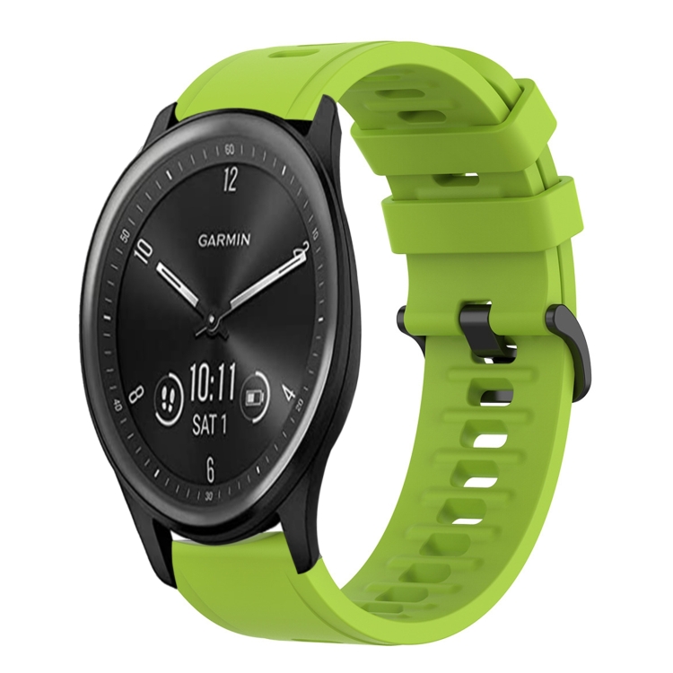 

For Garmin Vivomove Sport 20mm Solid Color Soft Silicone Watch Band(Lime Green)