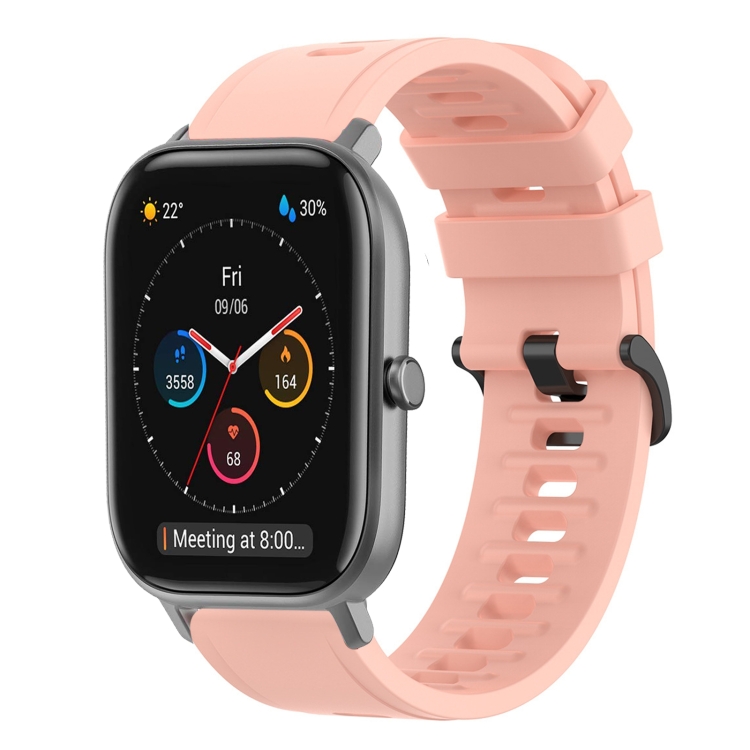 

For Amazfit GTS 20mm Solid Color Soft Silicone Watch Band(Pink)