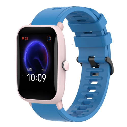 

For Amazfit Pop Pro 20mm Solid Color Soft Silicone Watch Band(Blue)