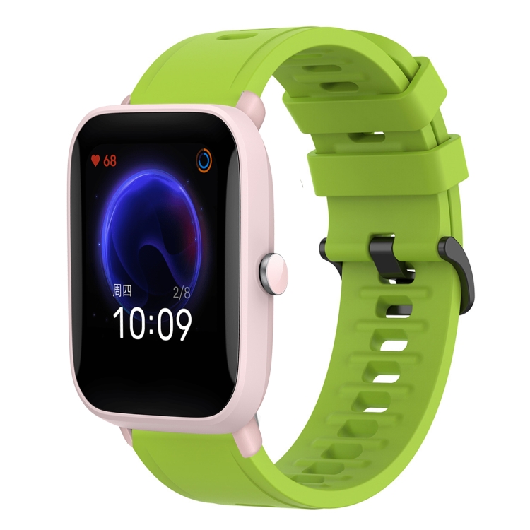 

For Amazfit Pop 20mm Solid Color Soft Silicone Watch Band(Lime Green)
