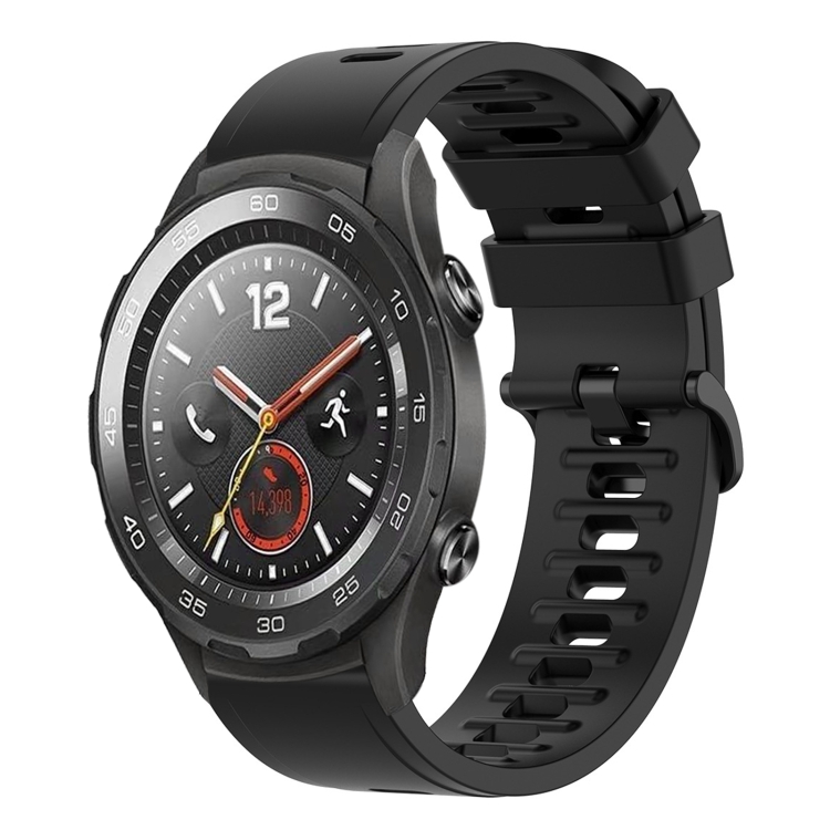 

For Huawei Watch 2 20mm Solid Color Soft Silicone Watch Band(Black)
