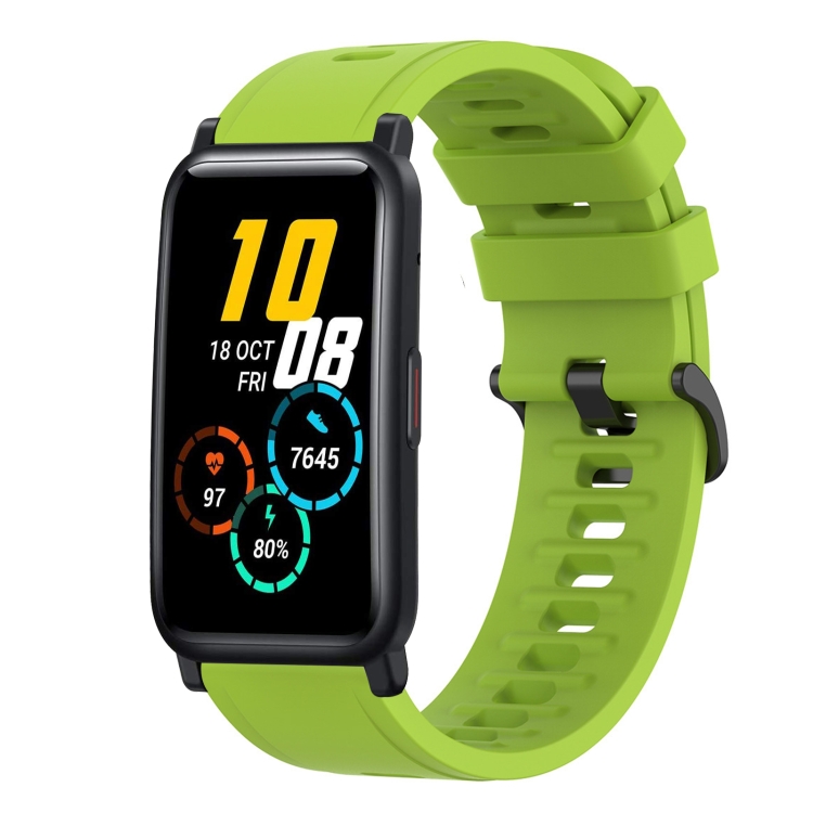 

For Honor Watch ES 20mm Solid Color Soft Silicone Watch Band(Lime Green)