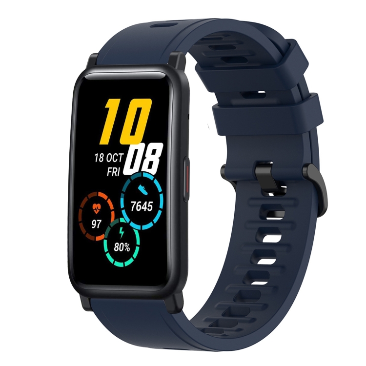 For Honor Watch ES 20mm Solid Color Soft Silicone Watch Band(Midnight Blue)