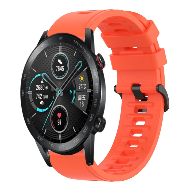 

For Honor MagicWatch2 42mm 20mm Solid Color Soft Silicone Watch Band(Red)