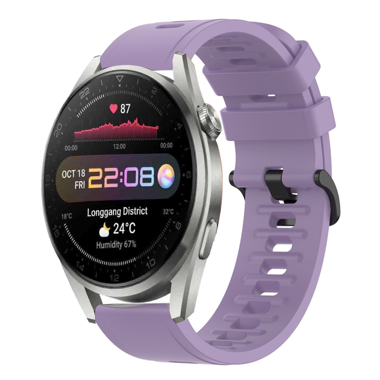 

For Huawei Watch 3 Pro 22MM Solid Color Soft Silicone Watch Band(Purple)