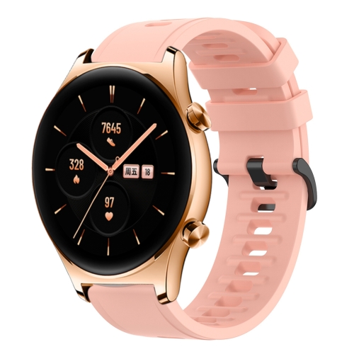 

For Honor Watch GS 3 22MM Solid Color Soft Silicone Watch Band(Pink)
