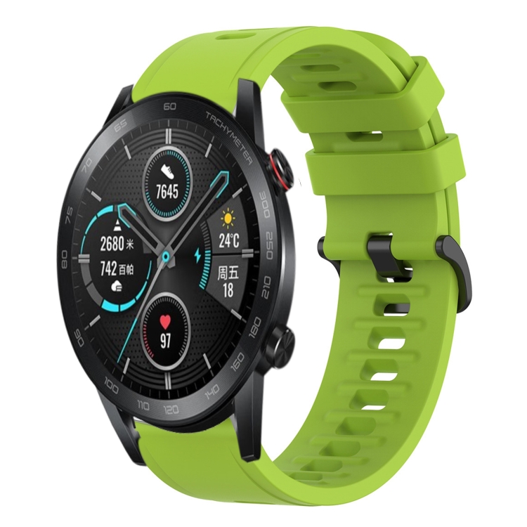 

For Honor Magic Watch 2 46mm 22MM Solid Color Soft Silicone Watch Band(Lime Green)