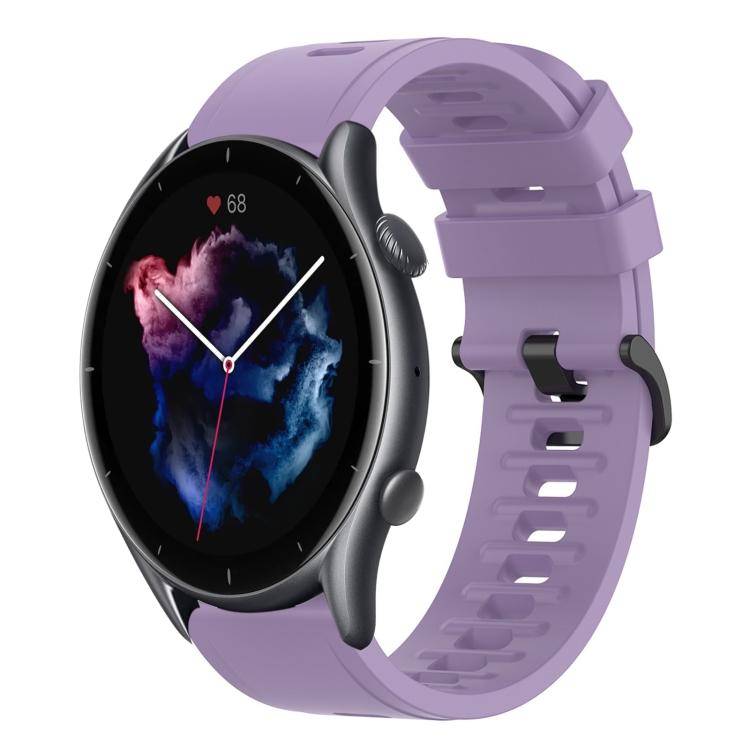 

For Amazfit GTR 3 22mm Solid Color Soft Silicone Watch Band(Purple)