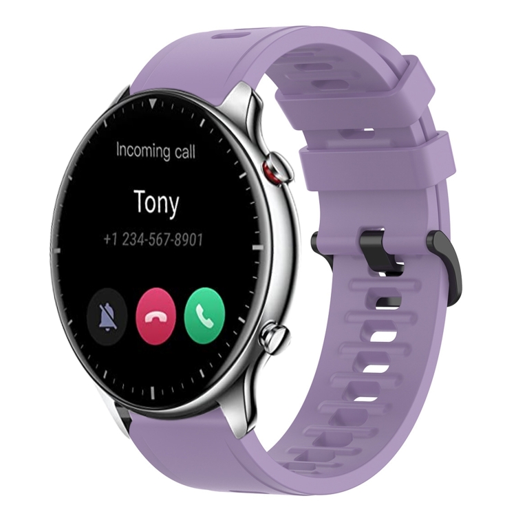 

For Amazfit GTR 2 22mm Solid Color Soft Silicone Watch Band(Purple)