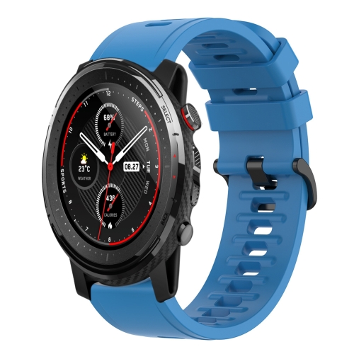 

For Amazfit 3 22mm Solid Color Soft Silicone Watch Band(Blue)