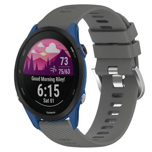 Pour Garmin Forerunner 255S 18mm Bracelet de montre en silicone souple  couleur unie (gris)