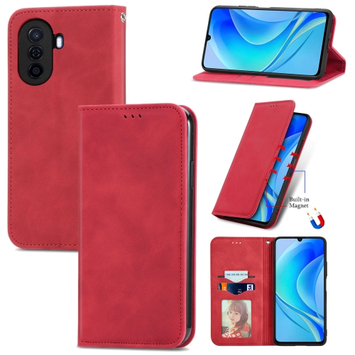 

For Huawei Enjoy 50 Retro Skin Feel Magnetic Leather Phone Case(Red)