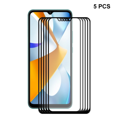 

5 PCS For Xiaomi Poco C40 ENKAY Full Glue 0.26mm 9H 2.5D Tempered Glass Full Film