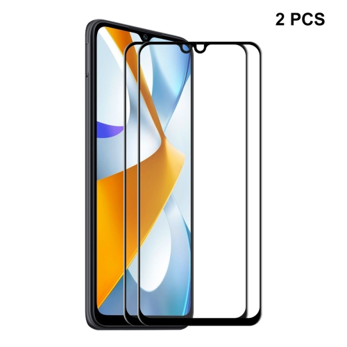 

2 PCS For Xiaomi Poco C40 ENKAY Full Glue Tempered Glass 6D Anti-scratch Full Film