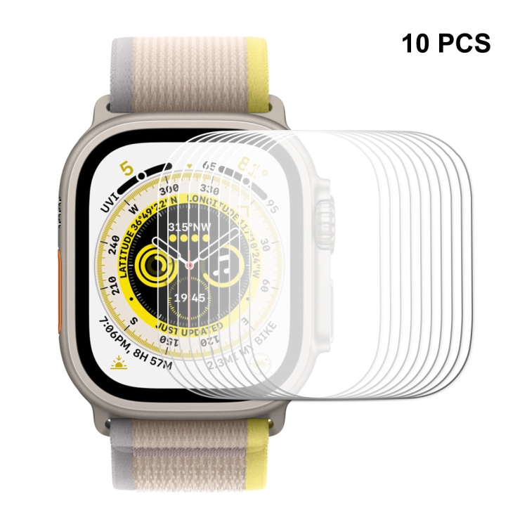 

For Apple Watch Ultra 49mm 10pcs ENKAY 0.2mm 9H Tempered Glass Watch Film