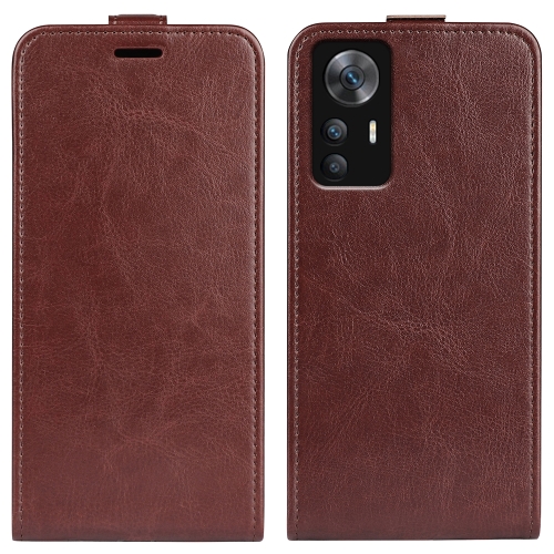 

For Xiaomi 12T / 12T Pro / Redmi K50 Ultra R64 Texture Vertical Flip Leather Phone Case(Brown)