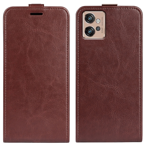 

For Motorola Moto G32 R64 Texture Vertical Flip Leather Phone Case(Brown)