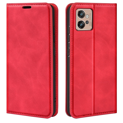 

For Motorola Moto G32 Retro-skin Magnetic Suction Leather Phone Case(Red)