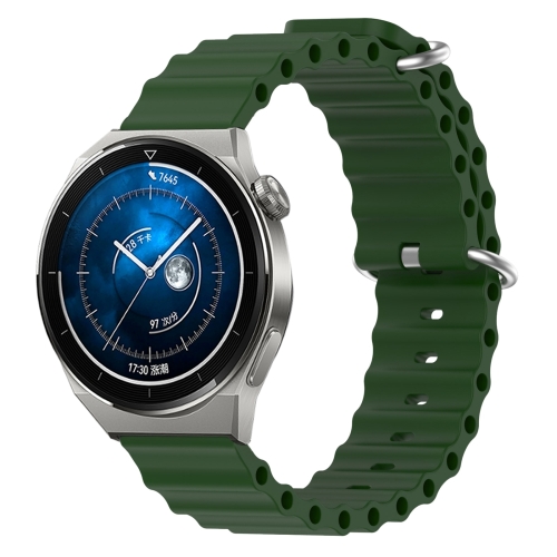 

For Huawei Watch GT3 Pro 46mm 22mm Ocean Style Silicone Solid Color Watch Band(Army Green)