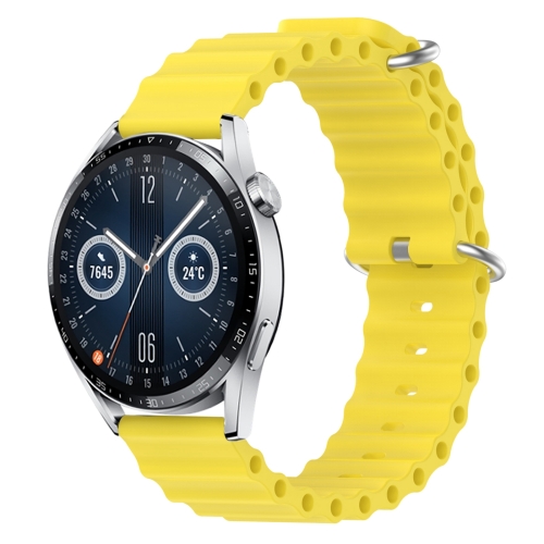 

For Huawei Watch GT3 46mm 22mm Ocean Style Silicone Solid Color Watch Band(Yellow)