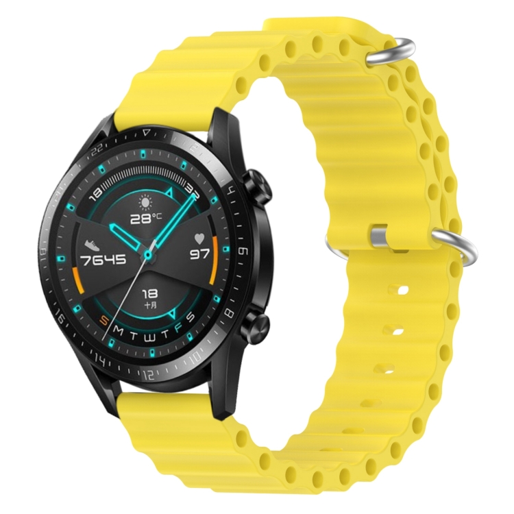 

For Huawei GT2 46mm 22mm Ocean Style Silicone Solid Color Watch Band(Yellow)