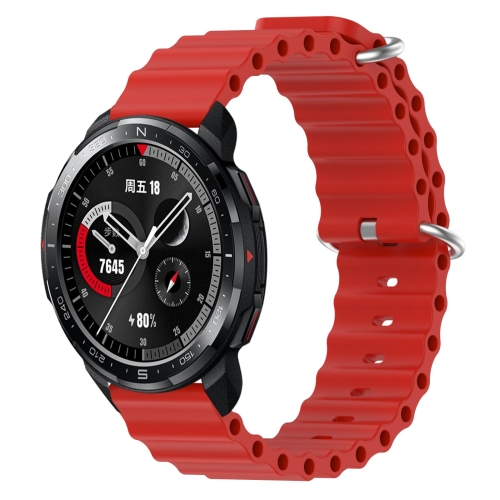 

For Honor Watch GS Pro 22mm Ocean Style Silicone Solid Color Watch Band(Red)