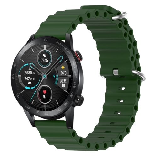 

For Honor Magic Watch 2 46mm 22mm Ocean Style Silicone Solid Color Watch Band(Army Green)