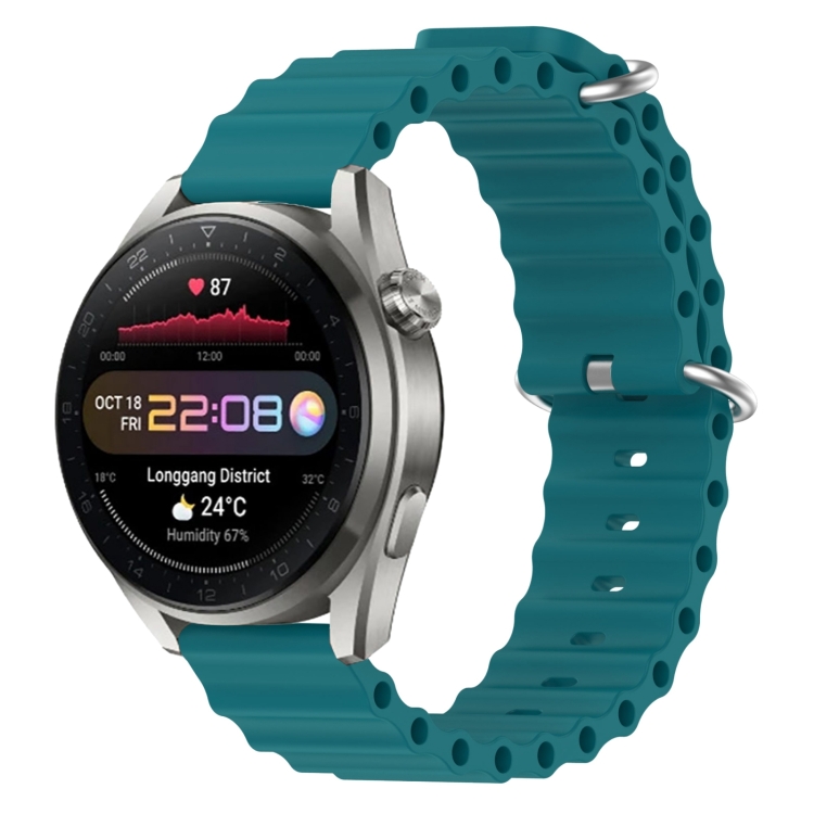 

For Huawei Watch 3 Pro New 22mm Ocean Style Silicone Solid Color Watch Band(Green)