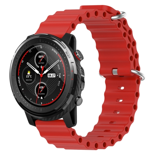 

For Amazfit 3 22mm Ocean Style Silicone Solid Color Watch Band(Red)